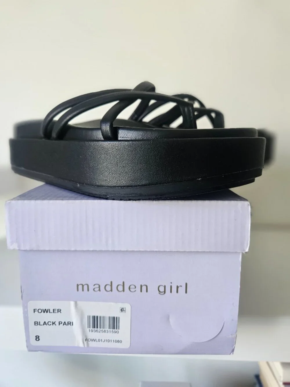 Madden Girl Fowler Black Platform Slide Sandals, Size 8